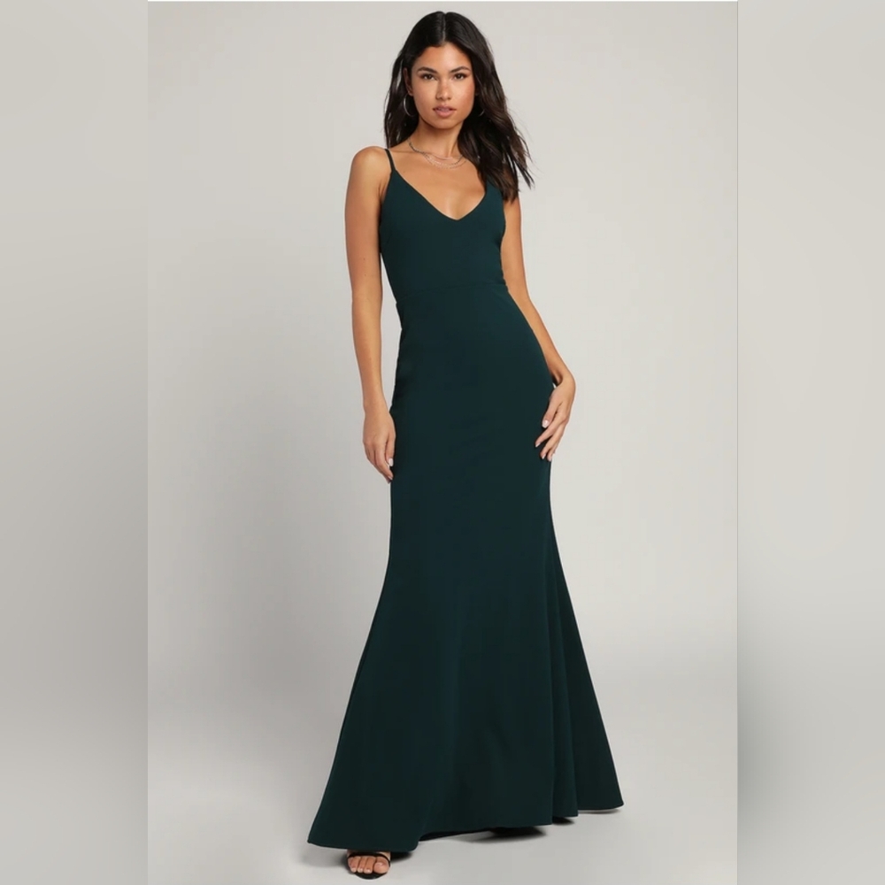 Lulu's Infinite Glory Forest Green Maxi Dress *Brand New*